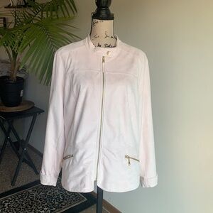 Christopher & Banks Moto Jacket Faux Suede Pale Pink XL